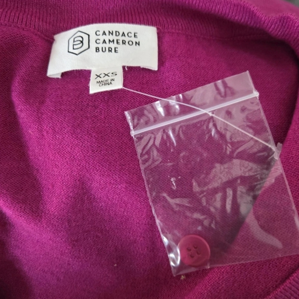 Candace Cameron Bure Surfside Button-Front V-Neck Cardigan Sz Xxs NWT Oversized - Picture 2 of 3